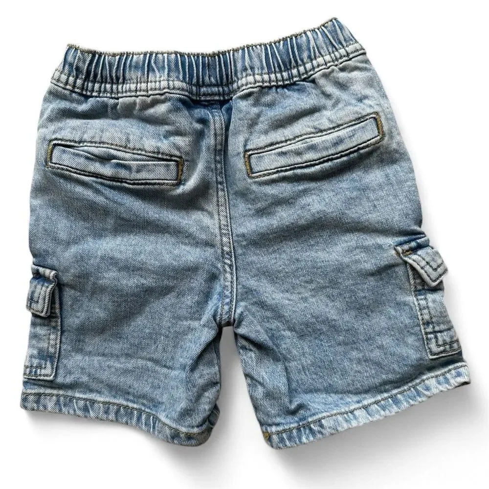 Cat & Jack Unisex Kids Cargo Shorts Blue Size 2T Elastic Waistband - Picture 3 of 6